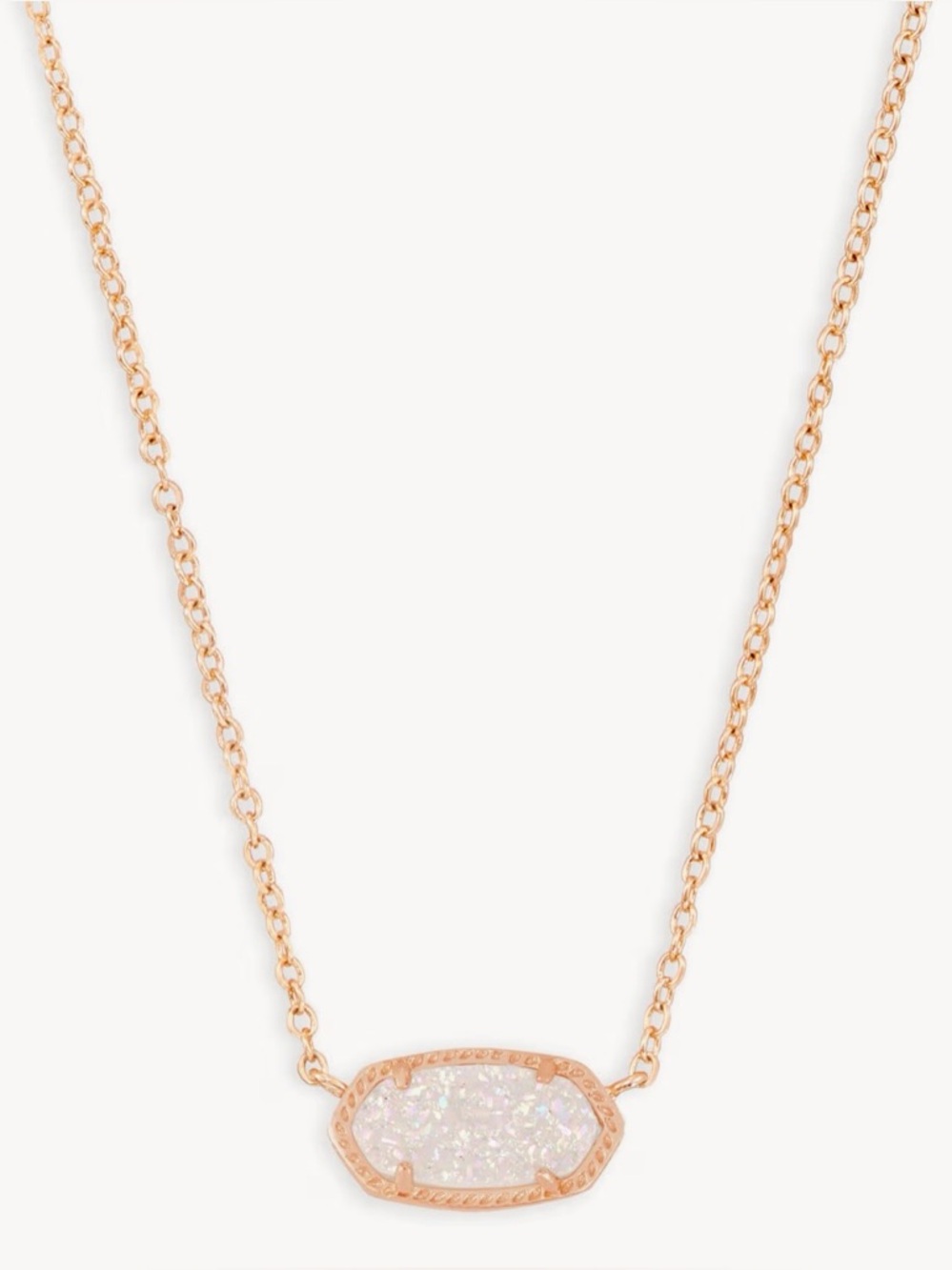 Kendra Scott Elisa Rose Gold Pendant Necklace in Iridescent Drusy